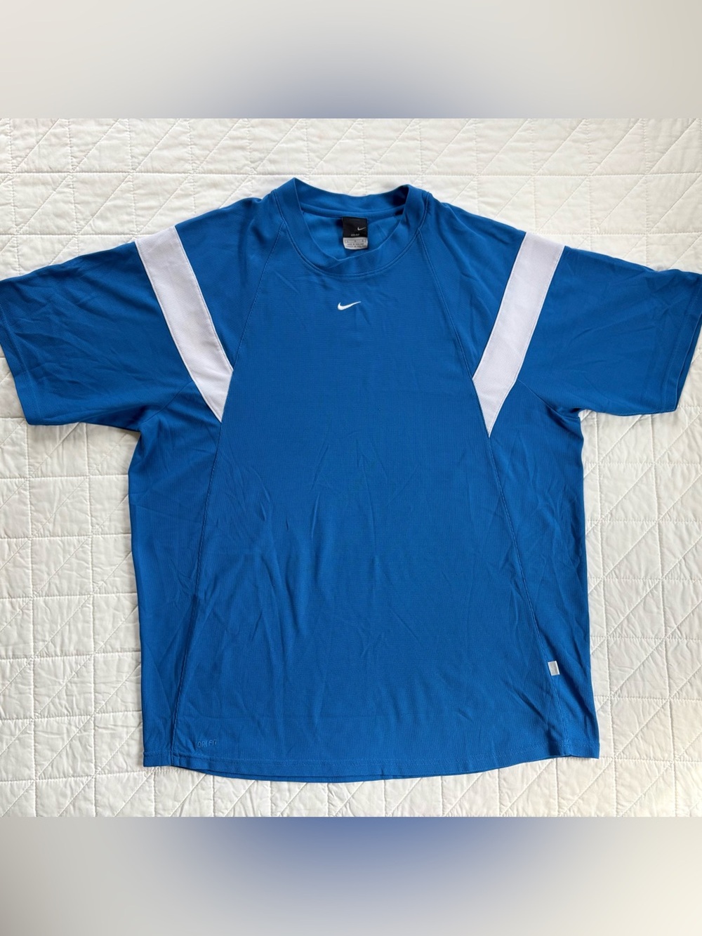 Nike Dri-Fit Retro Colorblock Athletic Training Tee - Blue/White Men’s L
